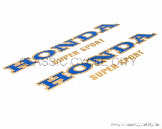 Tank Zierstreifen Dekor Set, blau / gold, Siebdruck! Honda CB 400 Four F1 (1975-1976)