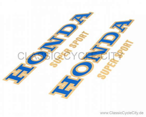 Tank Zierstreifen Dekor Set, blau / gold, Siebdruck! Honda CB 400 Four F1 (1975-1976)