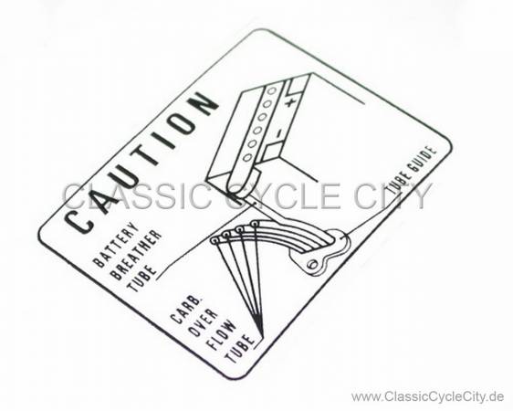 "CAUTION BATTERY" Aufkleber Batterie Honda CB750 SOHC K0-K6 (1969-1976)