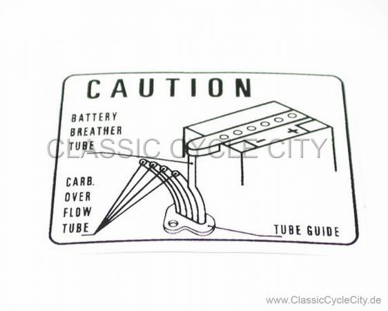 "CAUTION BATTERY" Aufkleber Batterie Honda CB750 SOHC K0-K6 (1969-1976)