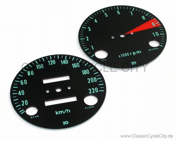 Zifferblätter / Tachoscheiben Set Tachometer / Drehzalmesser KM/H