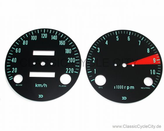 Zifferblätter / Tachoscheiben Set Tachometer / Drehzalmesser KM/H