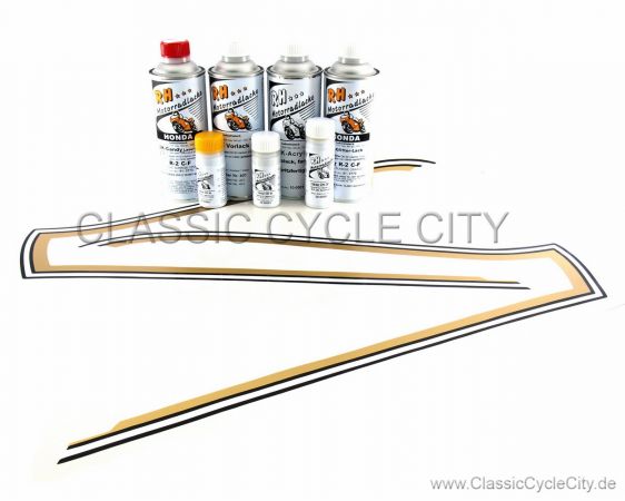 Lacksatz / Lack Flake Sunrise Orange + Tankdekor / Zierstreifen Honda CB 750 Four K3-K6 (1973-1976