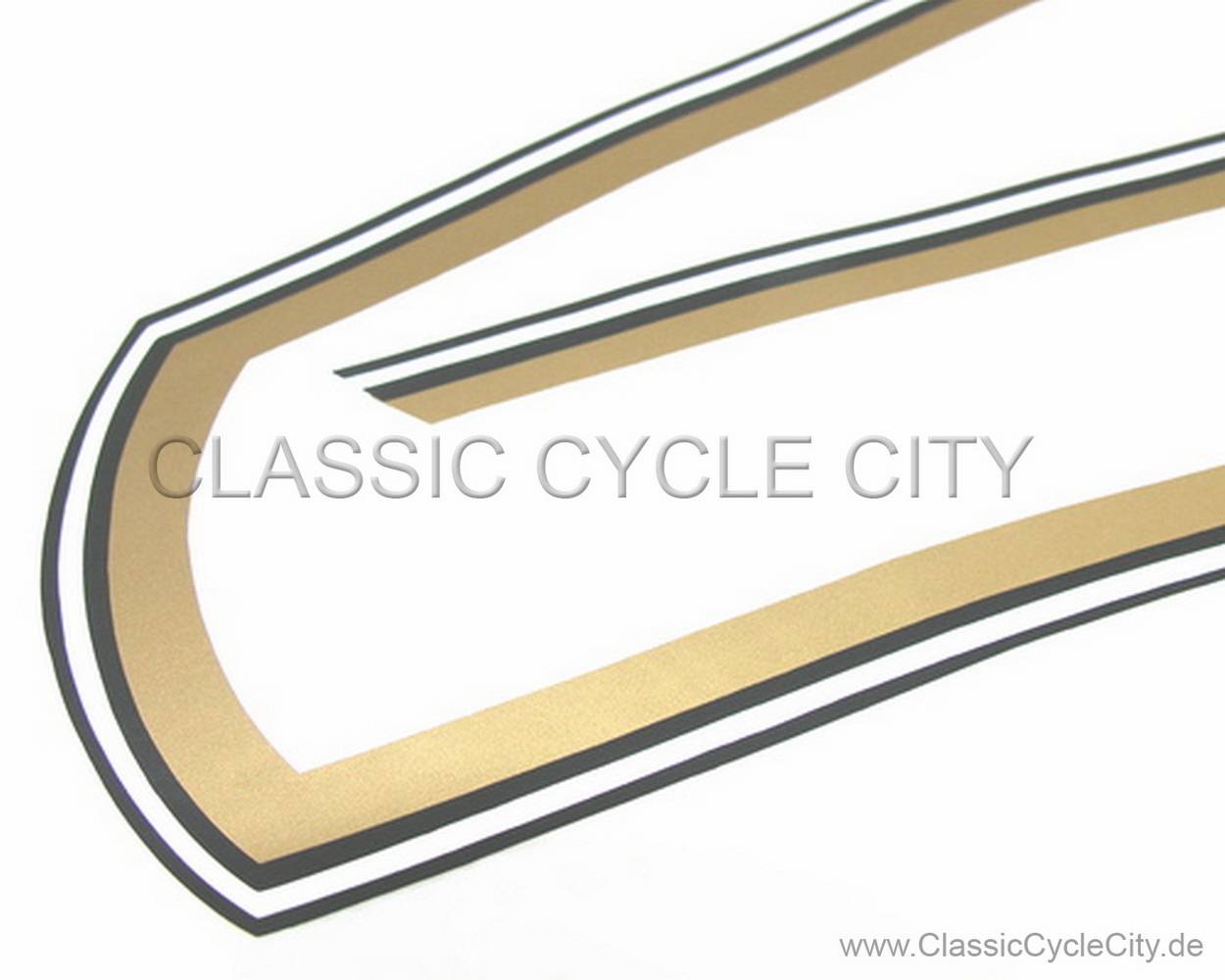 Tank Zierstreifen Dekor Set, schwarz / weiss / gold, Siebdruck! Honda CB 500 Four K2 (1975-1977)