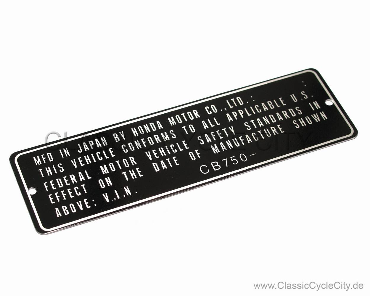 Honda CB 750 Four K0-K6 Typenschild USA (VIN PLATE TYPE REGISTERED) Aluminium