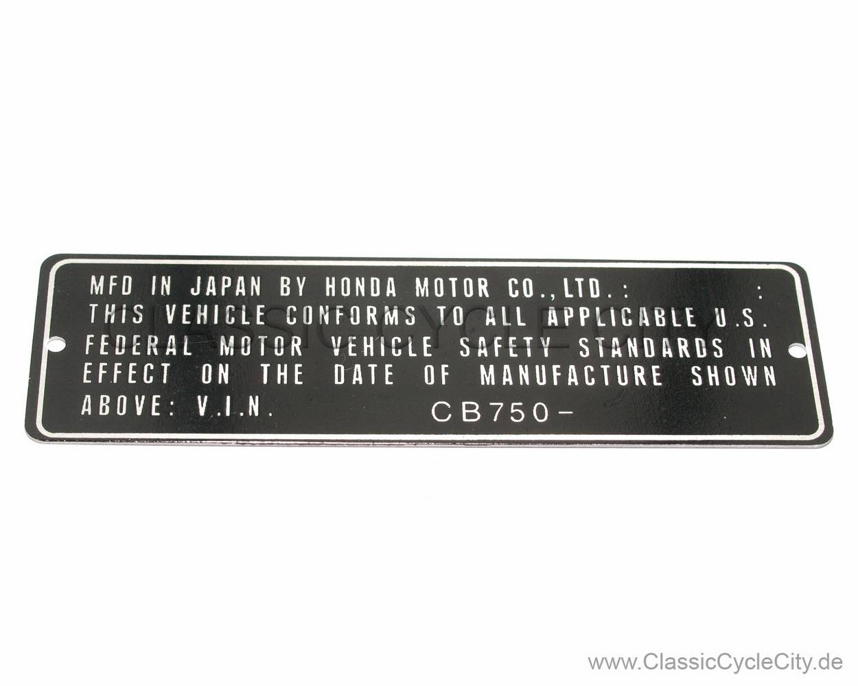 Honda CB 750 Four K0-K6 Typenschild USA (VIN PLATE TYPE REGISTERED) Aluminium