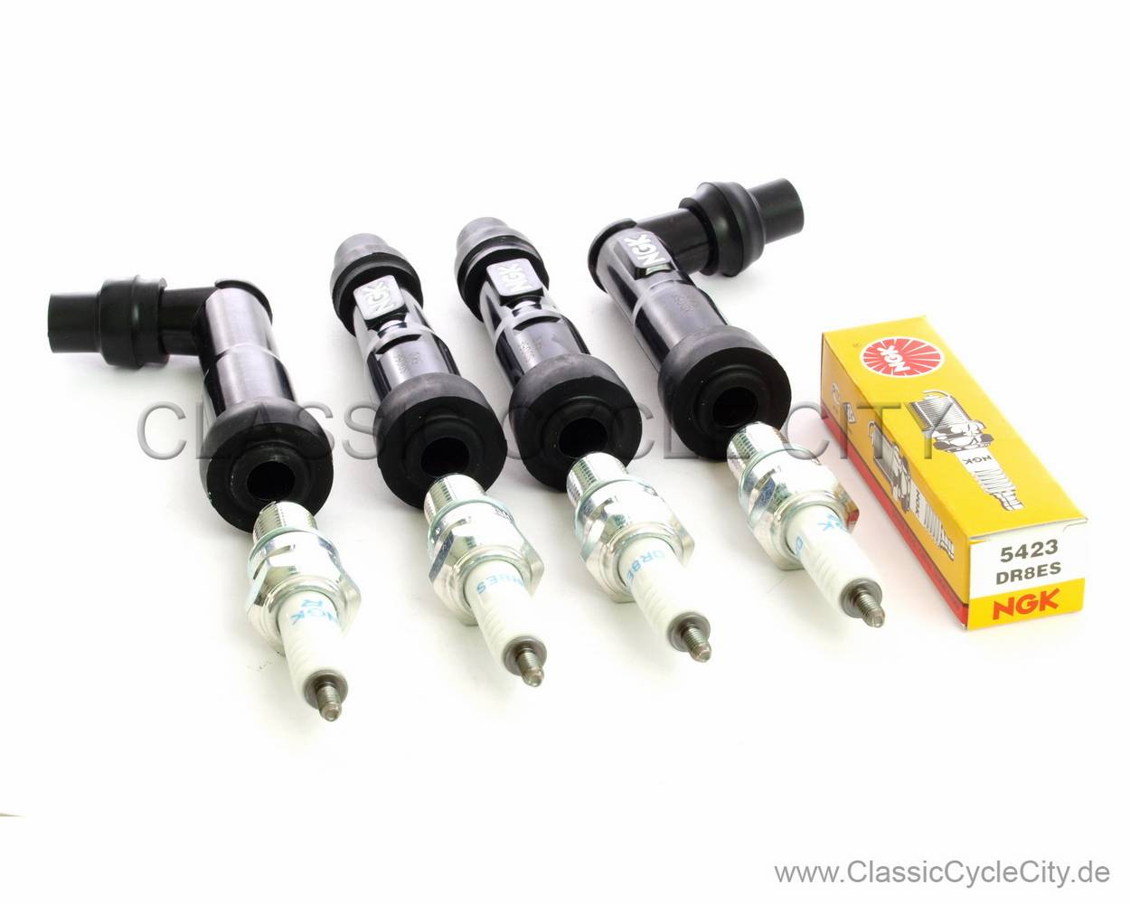 Zündkerzen / Zündkerzenstecker Set NGK DR8ES / 12 mm / 0° / 102°