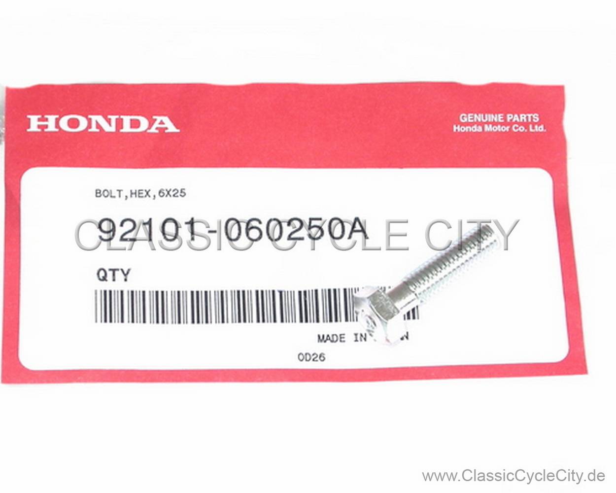 BOLT HEX 6X25 # 92101-060-250A (replaces 92000-060-25)