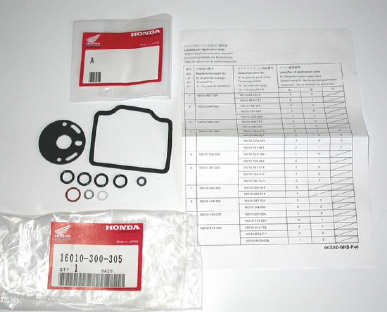 PACKING SET CARBURETOR # 16010-300-305