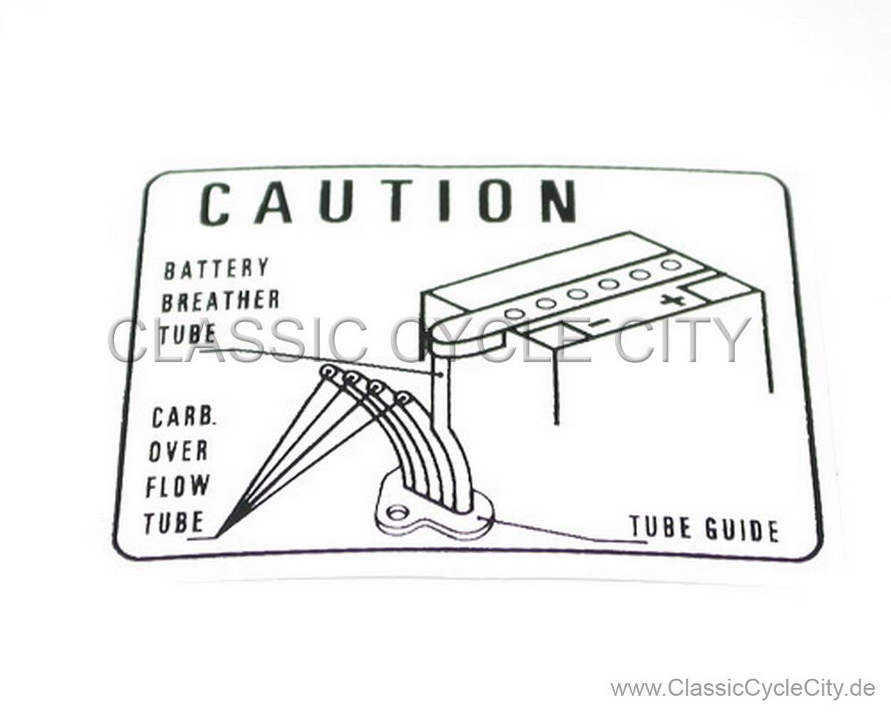"CAUTION BATTERY" Aufkleber Batterie Honda CB750 SOHC K0-K6 (1969-1976)