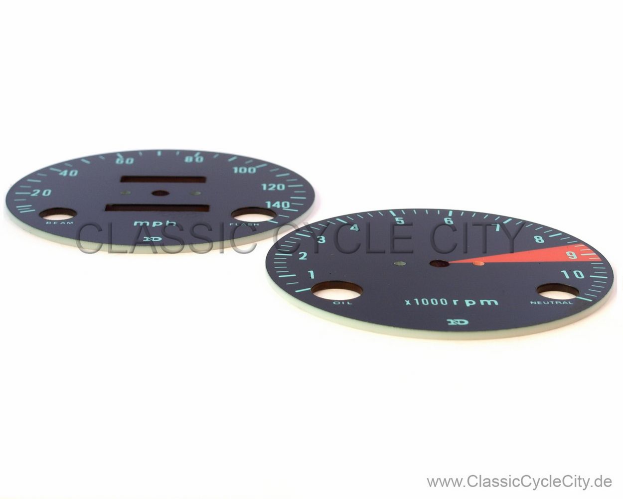 Zifferblätter / Tachoscheiben Set Tachometer / Drehzalmesser Meilen/H