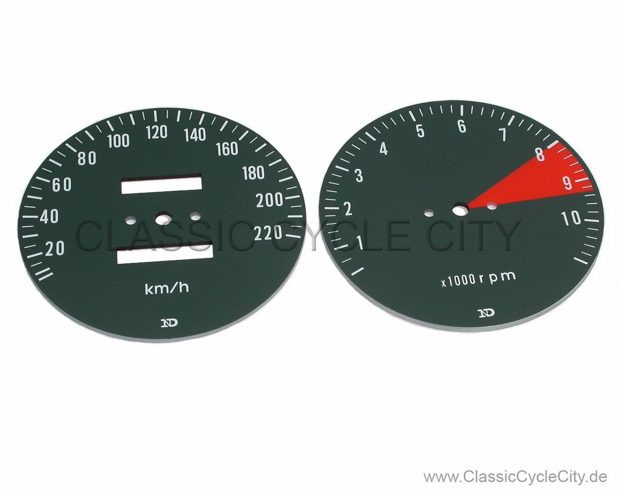 Zifferblätter / Tachoscheiben Set Tachometer / Drehzalmesser KM/H