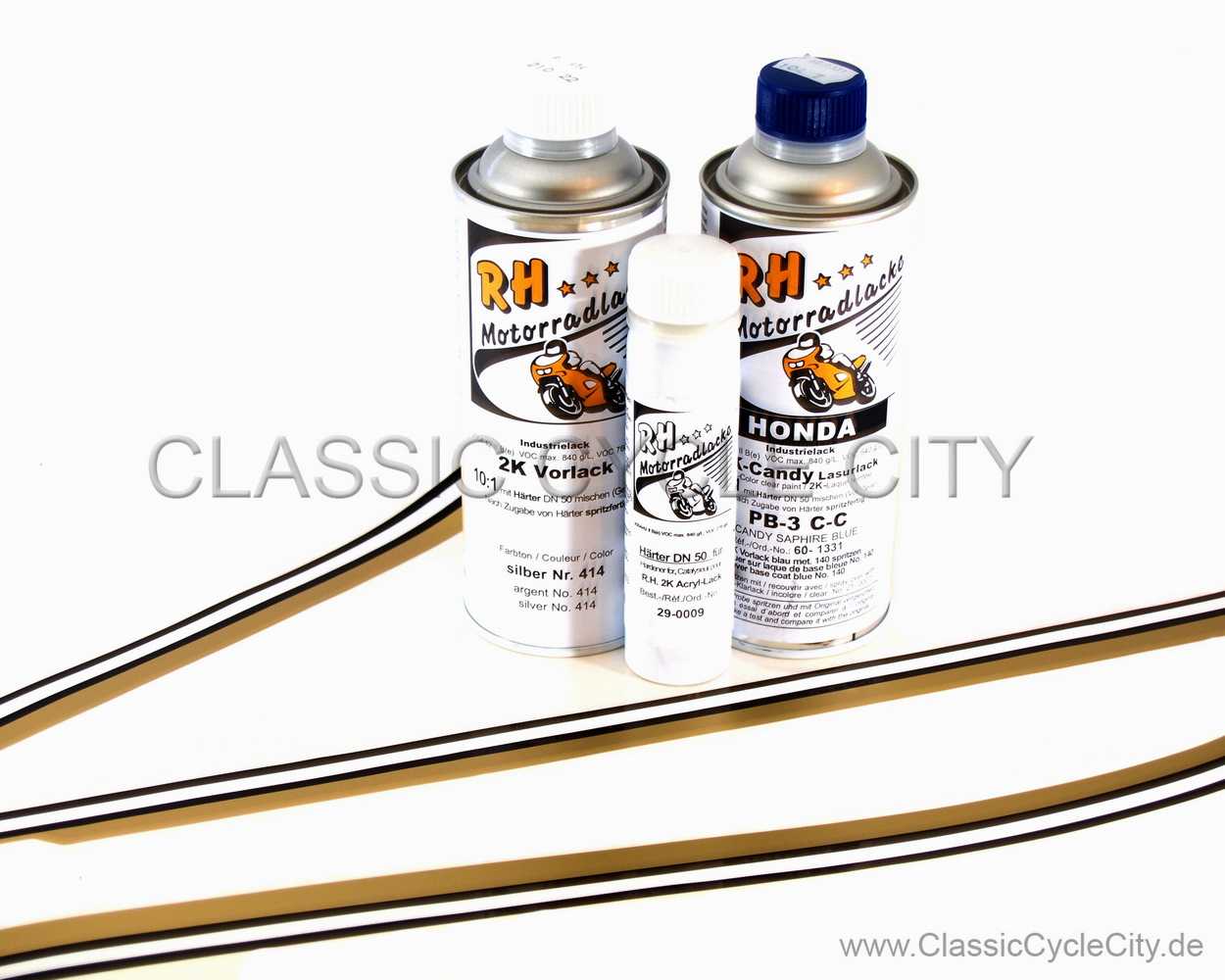 Lacksatz / Lack Candy Saphire Blue + Tankdekor / Zierstreifen # RHL-KIT-019