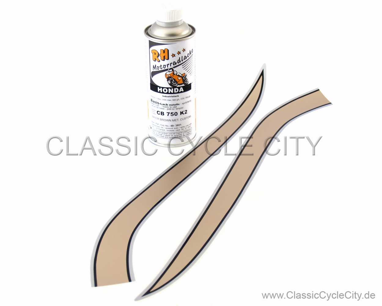 Lacksatz / Lack Brier Brown Metallic + Tankdekor / Zierstreifen # RHL-KIT-021