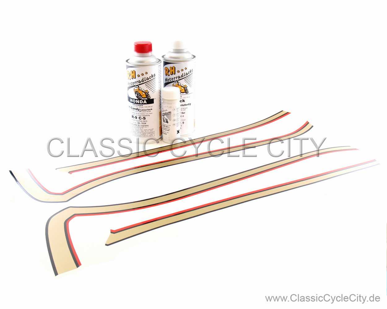 Lacksatz / Lack Candy Alpha Red + Tankdekor / Zierstreifen # RHL-KIT-010