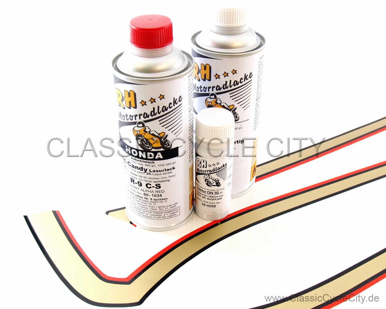 Lacksatz / Lack Candy Alpha Red + Tankdekor / Zierstreifen # RHL-KIT-010