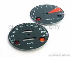 Zifferblätter Set Tachometer / Drehzahlmesser KM/H + Kontrollleuchten (Diamanten Linsen) # GAU-100-022