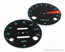 Zifferblätter / Tachoscheiben Set Tachometer / Drehzalmesser Meilen/H # GAU-100-001