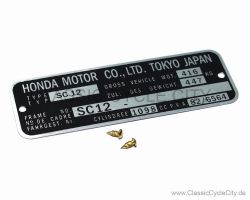 Honda VF 1100 C Custom SC12 Typenschild (VIN PLATE TYPE REGISTERED) Aluminium + zwei Nieten # CCC-1035
