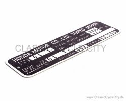 Honda GL 1000 Goldwing GL1 Typenschild (VIN PLATE TYPE REGISTERED) Aluminium # CCC-1014