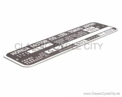 Honda GL 1000 Goldwing GL2 Typenschild (VIN PLATE TYPE REGISTERED) Aluminium # CCC-1040