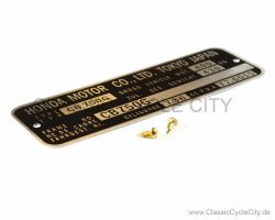 Honda CB 750 Four F2 Typenschild (VIN PLATE TYPE REGISTERED) Aluminium + zwei Nieten # CCC-1010