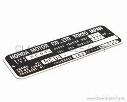 Honda CB 750 F F2 Bol D'or RC04 Typenschild (VIN PLATE TYPE REGISTERED) Aluminium # CCC-1022