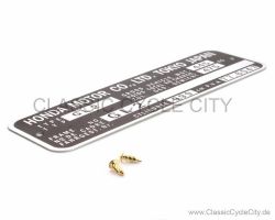 Honda GL 1000 Goldwing GL2 Typenschild (VIN PLATE TYPE REGISTERED) Aluminium + zwei Nieten # CCC-1039