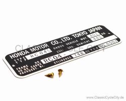 Honda CB 750 F F2 Bol D'or RC04 Typenschild (VIN PLATE TYPE REGISTERED) Aluminium + zwei Nieten # CCC-1021